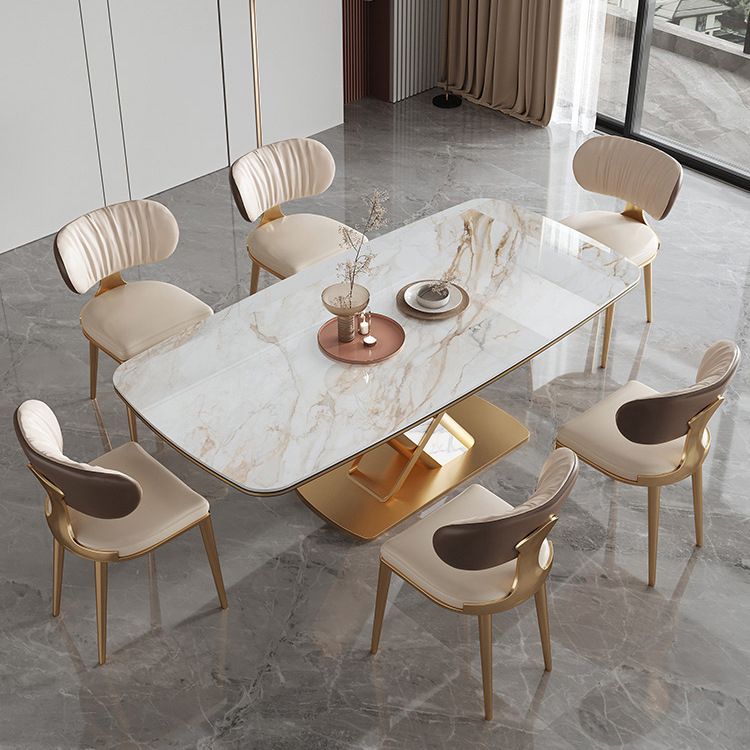 Luxurious Sintered Stone Top Dining Set Rectangle 1/4/5/6/7 Pieces Dinette Table Set