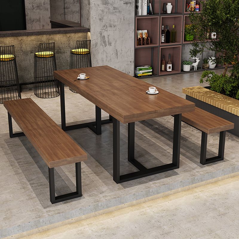 Fixed Industrial Dining Set 1/3/5 Pcs Brown Solid Wood Furniture for Home