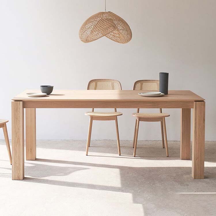 Modern 4 Legs Pedestal Dining Table Pine Wood Table for Dining Room