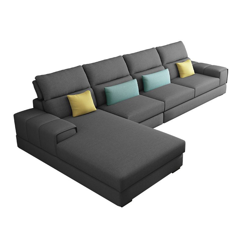 Modern Sectional Sofa with Chaise and Adjustable Head Pillow
