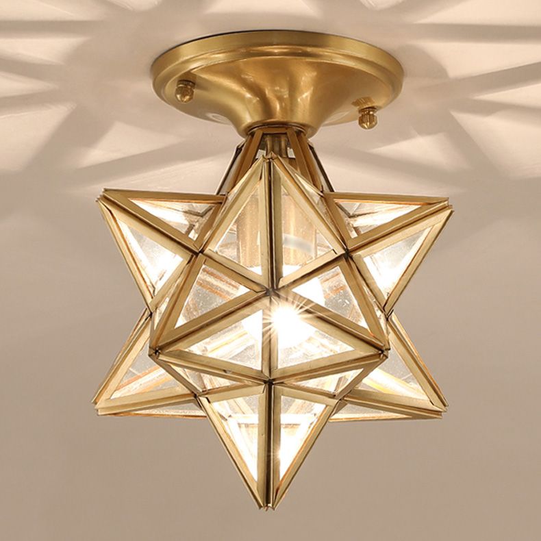 Star Shape Glass Ceiling Light Vintage Aisle Semi Mount Ceiling Lighting