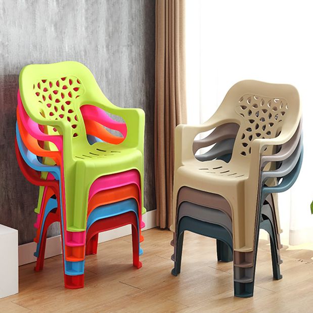 Sillón de comedor interior moderno, sillas de comedor de plástico apilables para el hogar