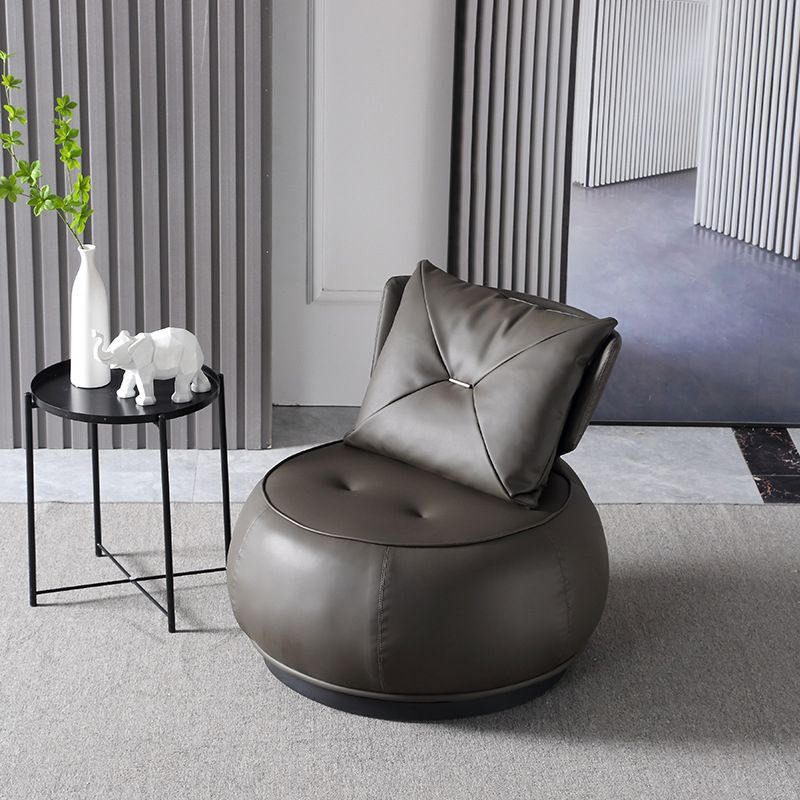 Modern Pillow Back Armless Leather Living Room Parsons Chair