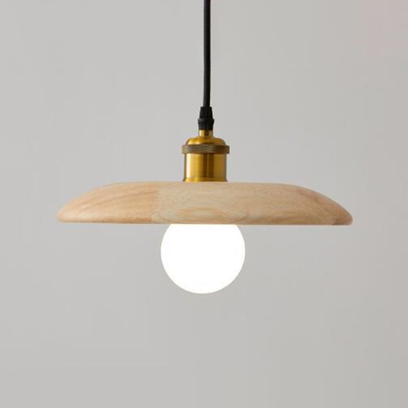Couvre-pot forme d'éclairage suspendu en bois massif de style moderne 1 lampe de suspension légère pour le chevet
