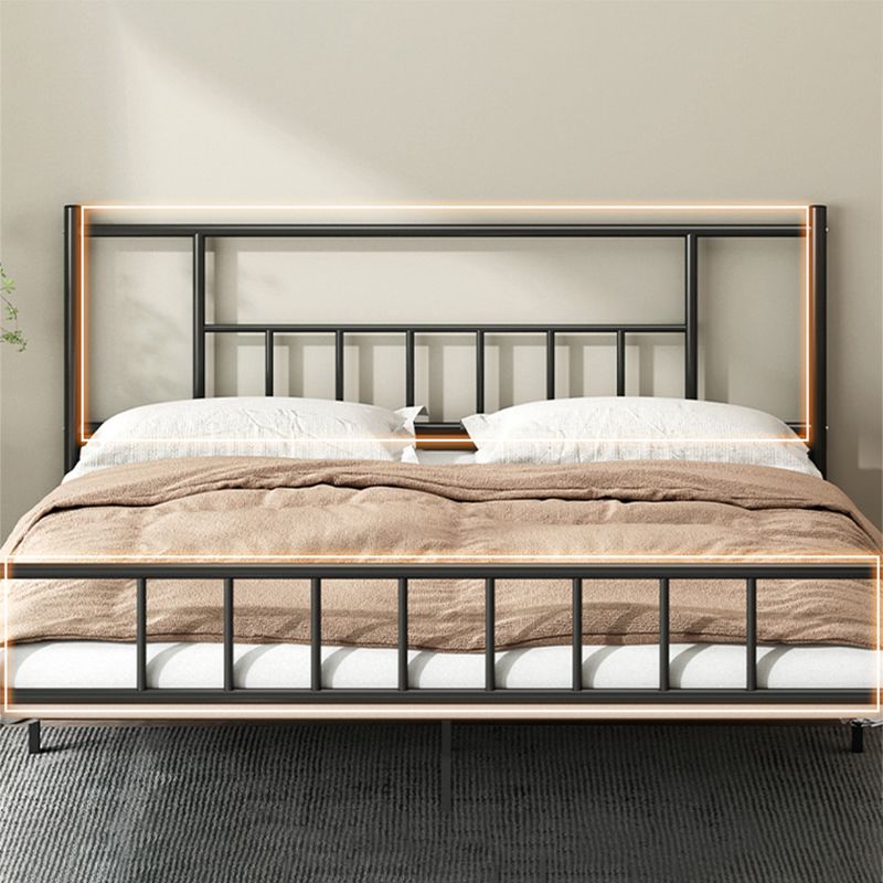 Iron Bde with Rectangular Headboard and Metal Legs in Solid Color