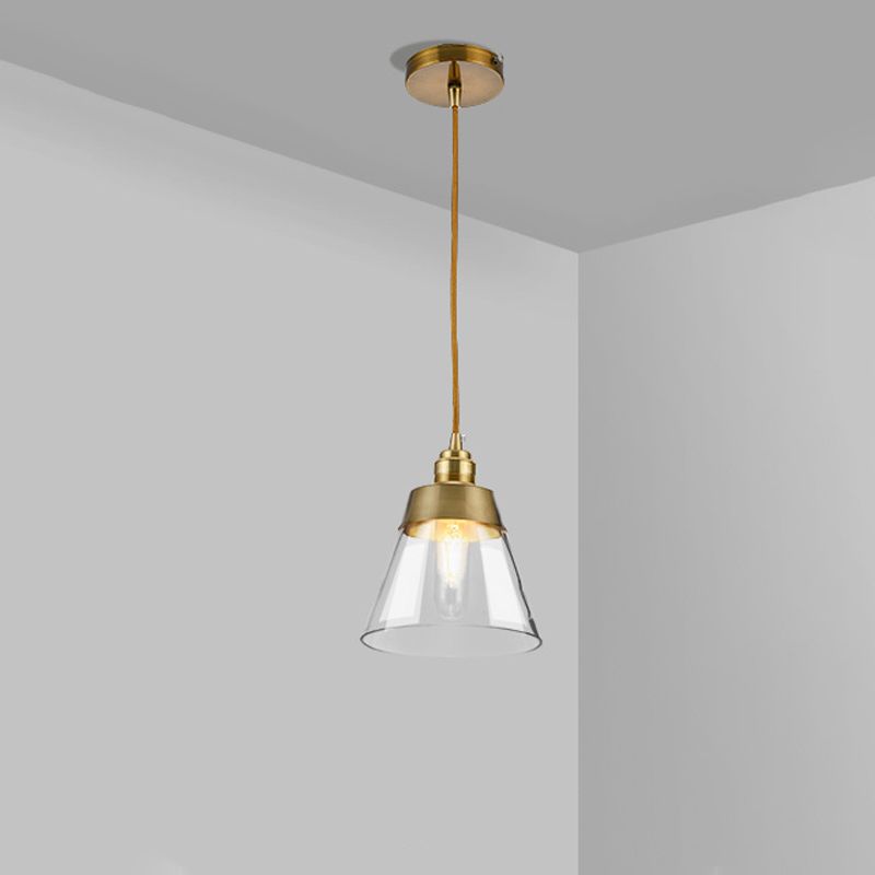 Gold Conical/Hoop/Grenade Hanging Lamp Postmodern 1-licht metaal/helder glazen ophangingshanger voor restaurant