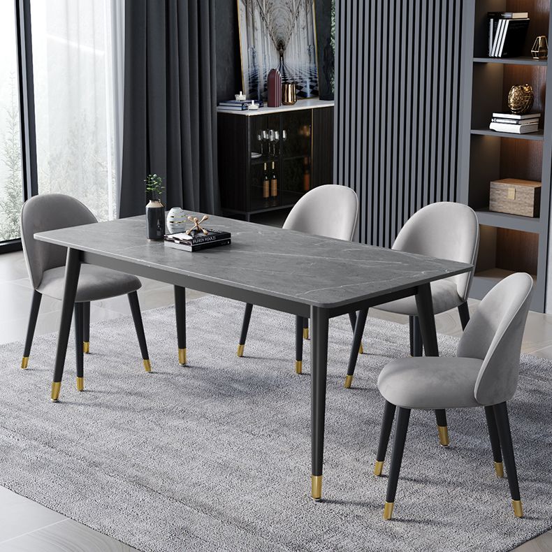 Contemporary Sintered Stone Top Dining Room Set with Rectangle Shape Dining Set for Kitchen