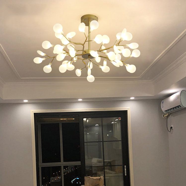 Stylish Firefly Pendant Light Fixture Minimalist Metal Bedroom Chandelier in Gold