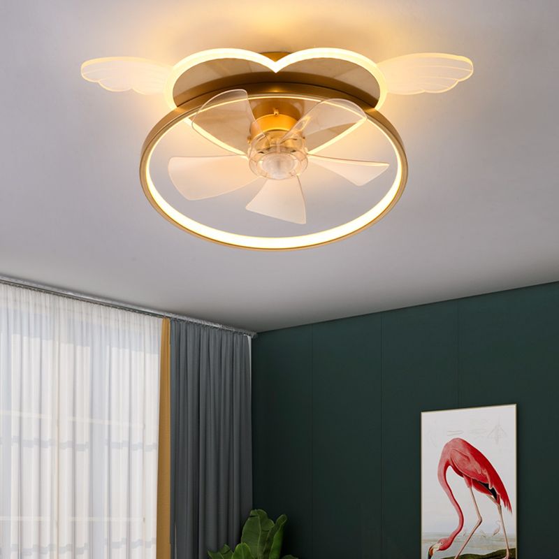 Cartoon Love Heart Led Lüfter Leichtes Acrylschlafzimmer Halbflush Mount Decke mit Metallring