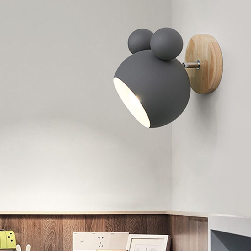 Macaron Wall Lamp 1-Light Wall Mount Lamp with Wood for Kid's Room