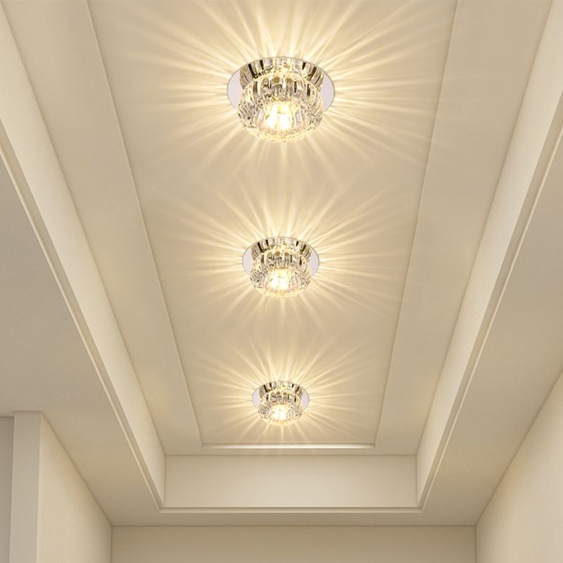 Chrome Pumpkin Massimale Lighting Moderno Stile Clear Crystal LED Flushmount Light per Hallway