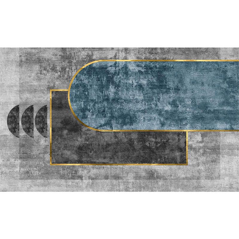 Blauwe woonkamer vloerkleed geometrisch patroon polyester gebied tapijt vlek resistent tapijt