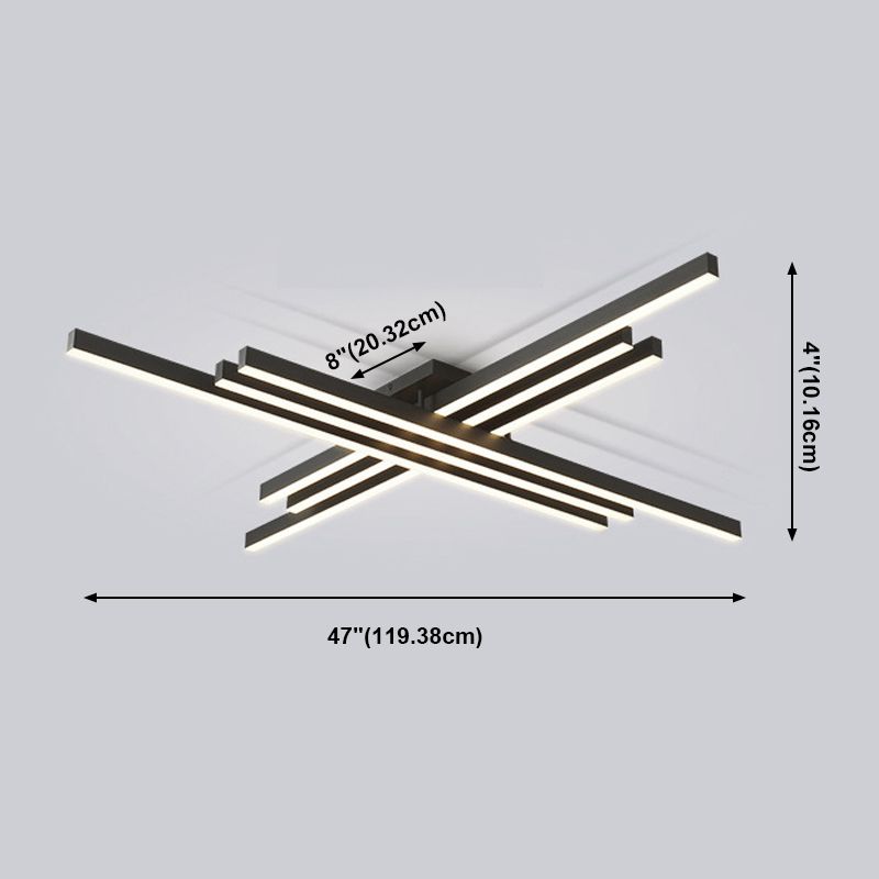 Plafonnier LED noir en acrylique, plafonnier linéaire en aluminium de Style moderne pour espaces intérieurs