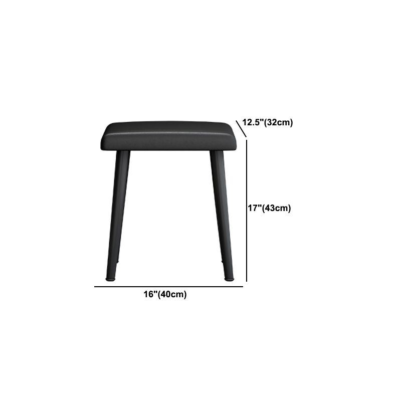 Black Stone Top Vanity Desk Contemporary 2 Drawers Dressing Table with Stool