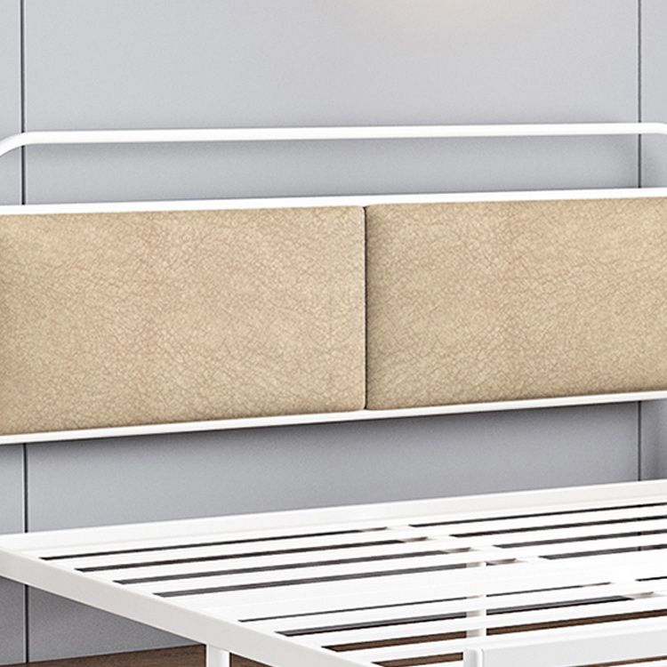 Metal Slat Bed 79 inch Wide with RectangularUpholstered Headboard