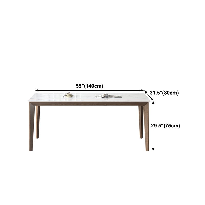 1/3/4/5 Pieces Ash Wood Dining Table Set with White Sintered Stone Top Modern Dinette Set
