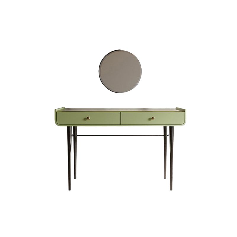 16.53" Wide Glass Makeup Counter Green Vanity Tables with 2 Storage Drawers