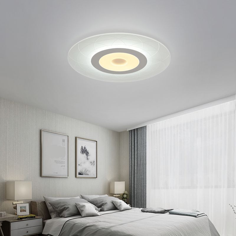 Witte ultradunne inbouwplafondlamp Minimalisme Acryl LED-inbouwlamp met bloemmotief