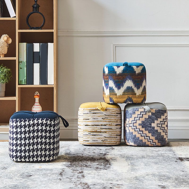 Color Block Fabric Standard Stool Modern Simple Upholstered Ottoman
