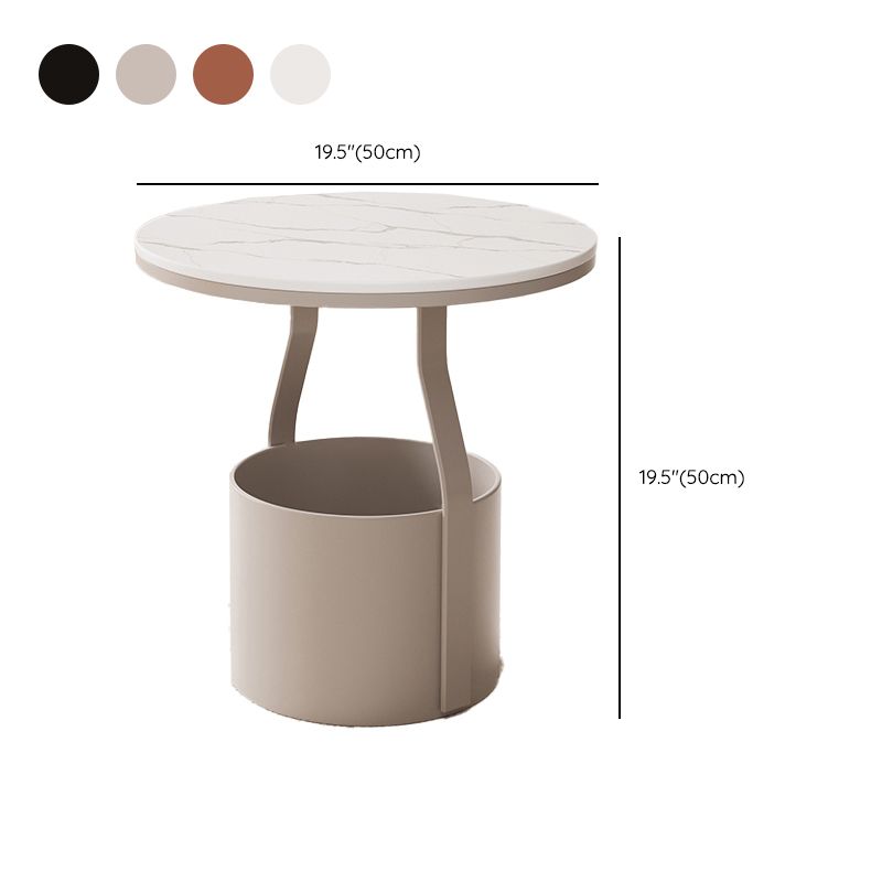 Modern 19.68-inch Tall Metal Abstract Side Table Round Top End Table with Storage