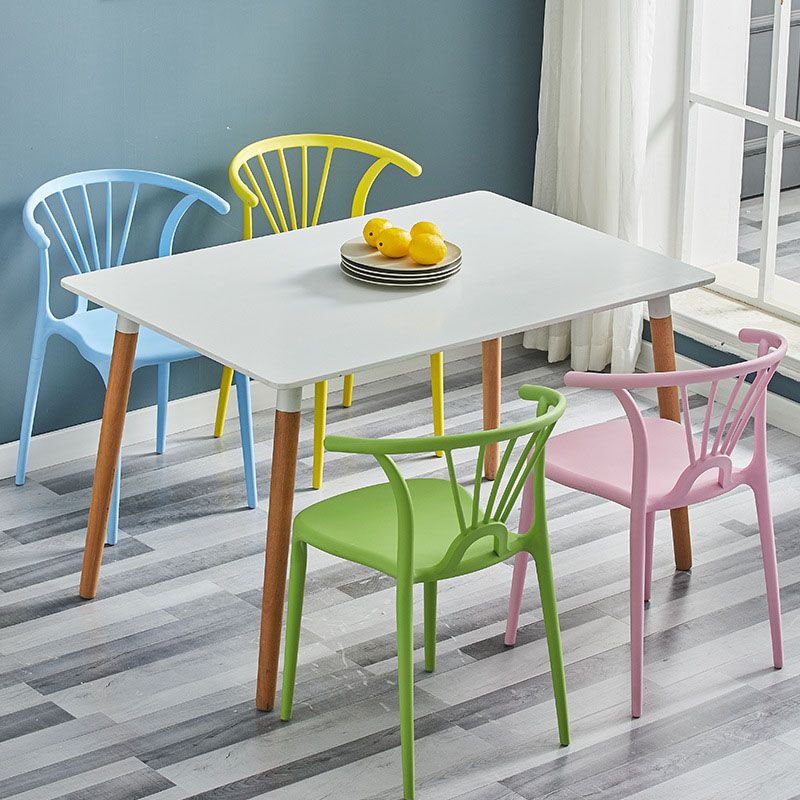 Contemporary Stackable Chairs Dining Kitchen Arm Chair with Plastic Legs