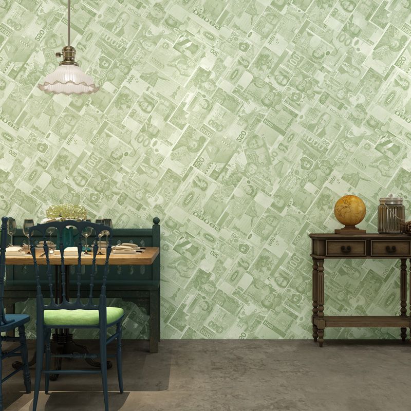 Rouleau de papier peint à dos vert de 20,5 po x 33 pi, décoration murale industrielle de couleur douce, non collé pour mur d'accent