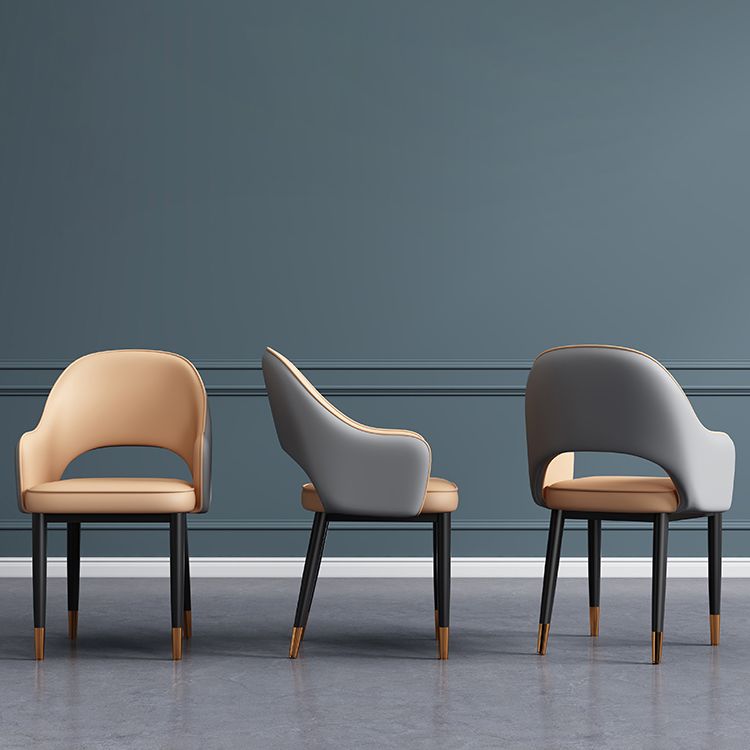 Contemporary Style Dining Chair Steel Legs Arm Chair with Upholstered