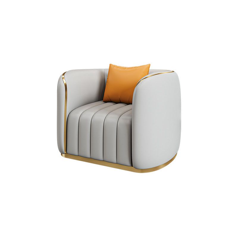 Faux Leather Sofa Tuxedo Arm Sofa with Tight Back for Apartment