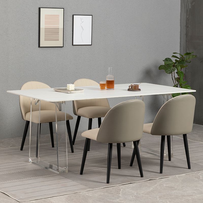Sintered Stone Top Esstisch Rechteck Esstisch mit Acryl -Doppel -Sockelbasis