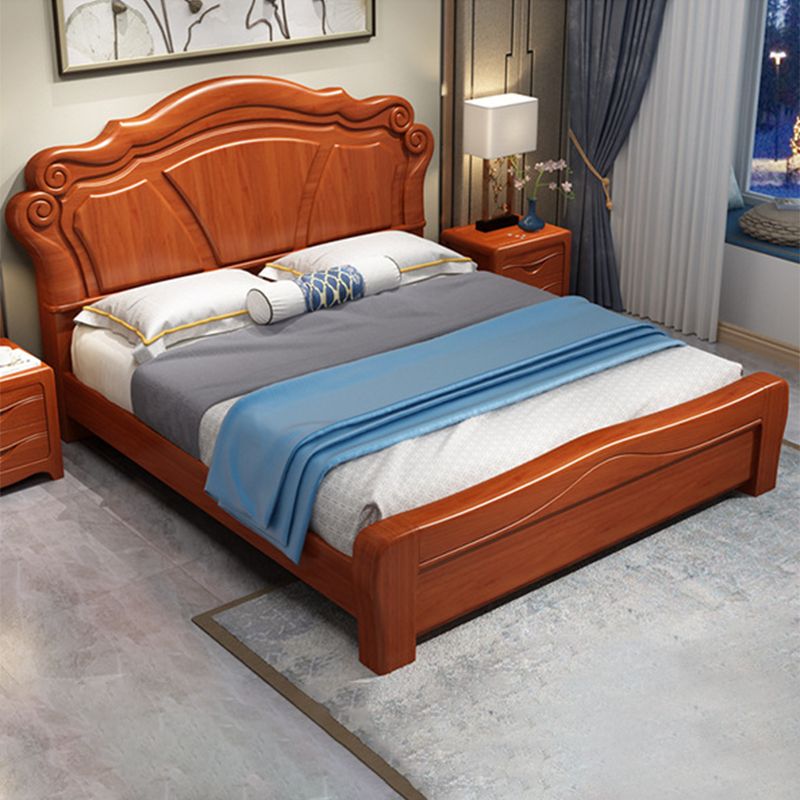 Traditional Panel Camelback with Headboard Pine Wood Standard Bed