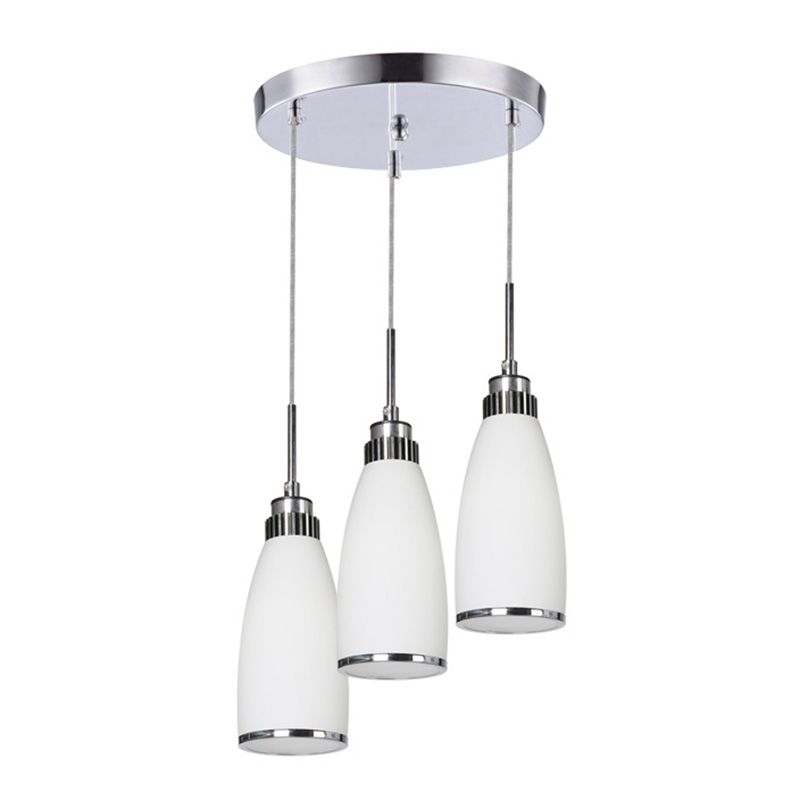 Glass Tapered Pendant Ceiling Light Minimalist Style Hanging Light Fixture in White