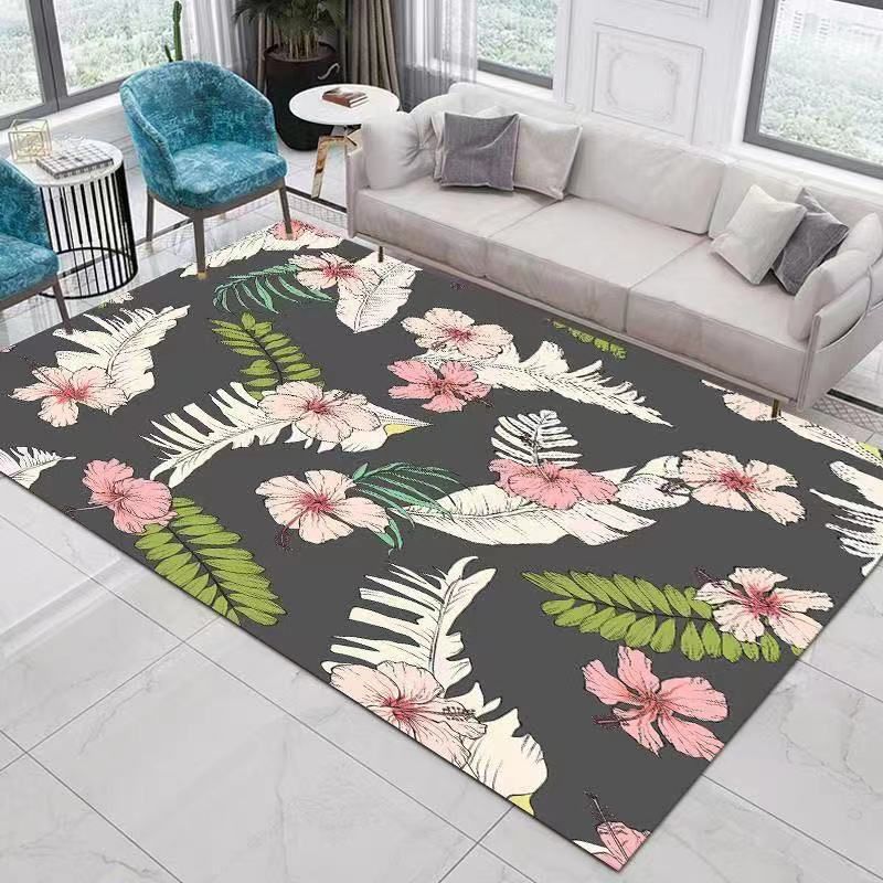 Gray Feather Rug Polyester Modern Area Rug Non-Slip Backing Rug for Drawing Room