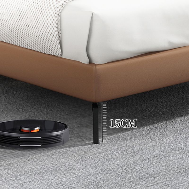 Contemporary Upholstered Standard Bed, Rectangular Headboard Bed