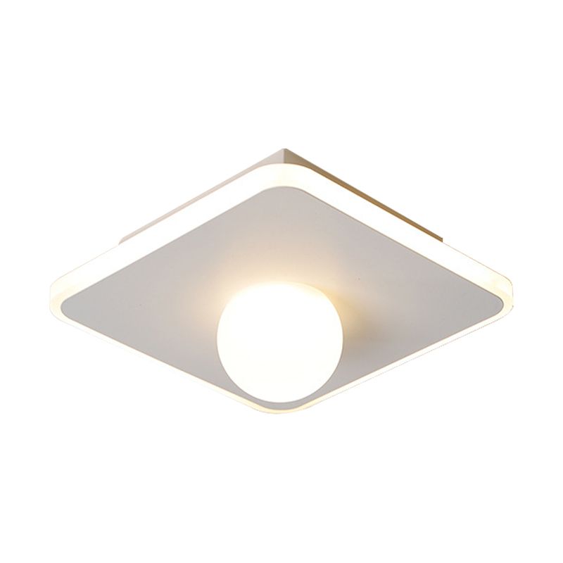 Modern Led Flush Lamp with Acrylic Shade White/Black Led Square/Rectangle Flush Mount Light in White/Warm Light