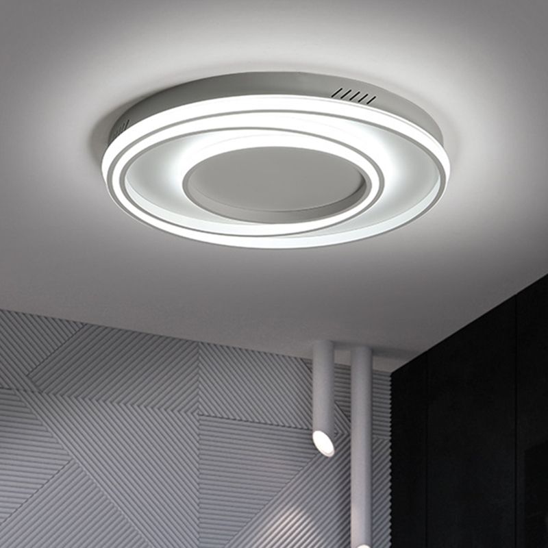 2-Loop Acrylic Ceiling Mounted Light Simple 18"/23" Width LED White Flush Lamp for Bedroom