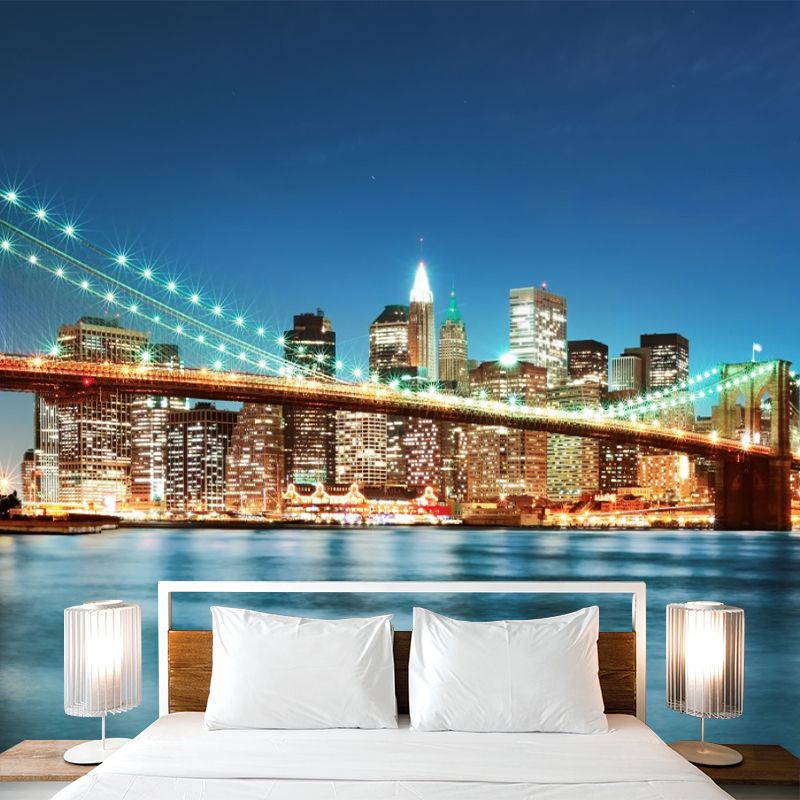 Waterproofing Bridge and River Mural Wallpaper Custom-Made Contemporary Wall Decor for Meeting Room