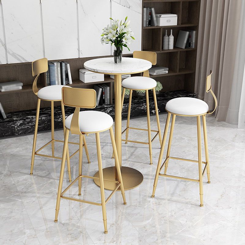 Table de bar en marbre Glam Style Gold Base Bistro Table pour intérieur