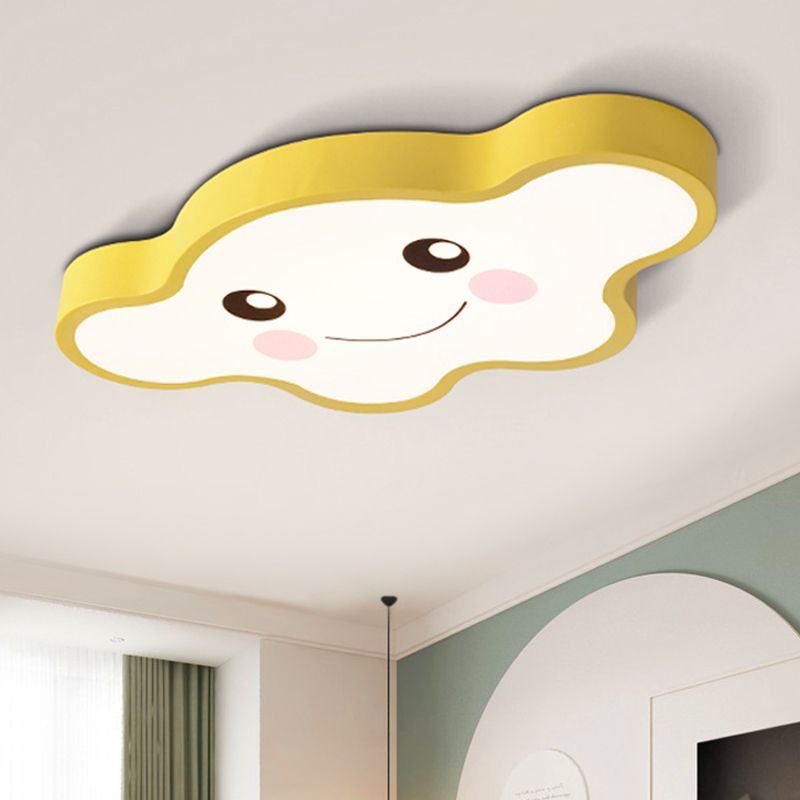 Plafonnier LED pour chambre d'enfants, dessin animé, blanc/rose/bleu, luminaire encastré avec abat-jour en acrylique avec sourire/chien
