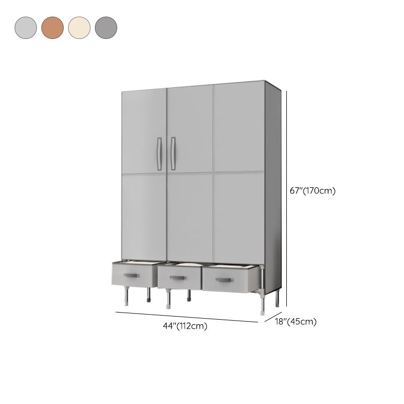 Hinged Wardrobe Cabinet with Garment Rod Steel Wardrobe Armoire