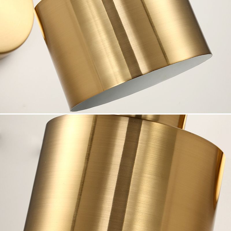 Cylinder Bathroom Wall Light Fixture Metal Modern Style Wall Light Sconce in Gold