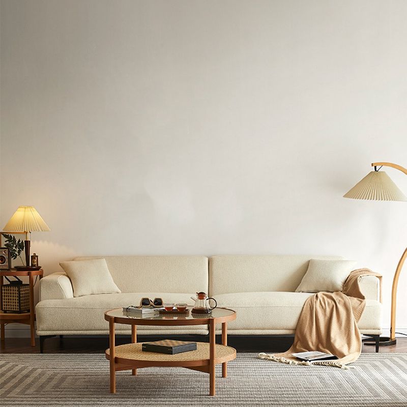 Modern White Upholstery with Built-in Armrest and Cushioned Suede Back