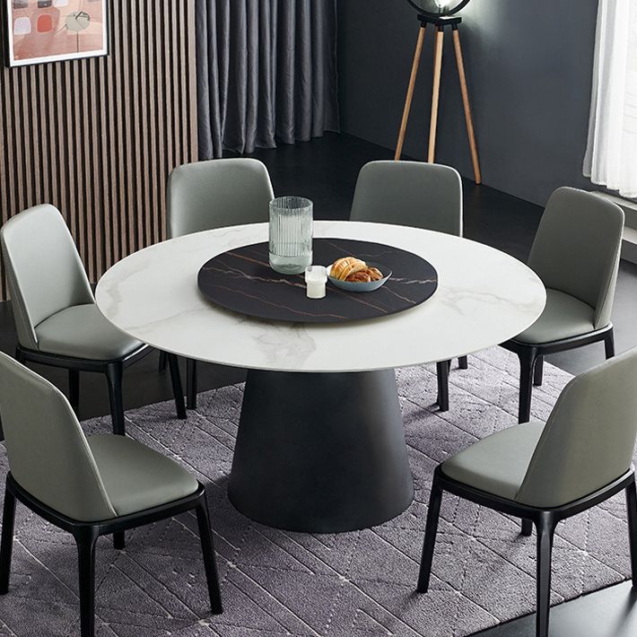 Round Sintered Stone Dining Table Modern Furniture with Pedestal Base for Home