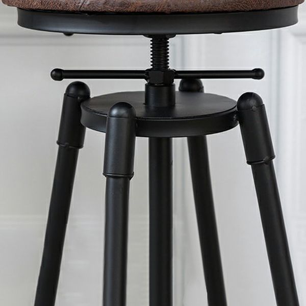 Industrial Metal Barstool Low Back Wood Footrest Adjustable Stool with Swivel