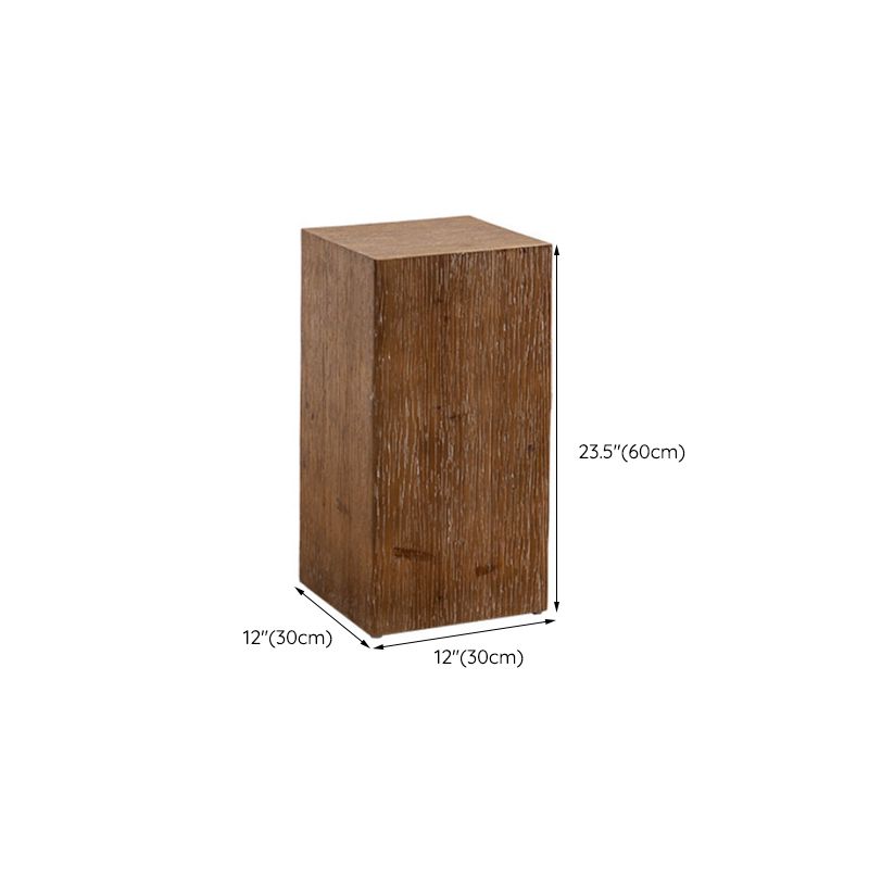 French Country Wood Block Side Table Square End Table, 11.8 inch Wide