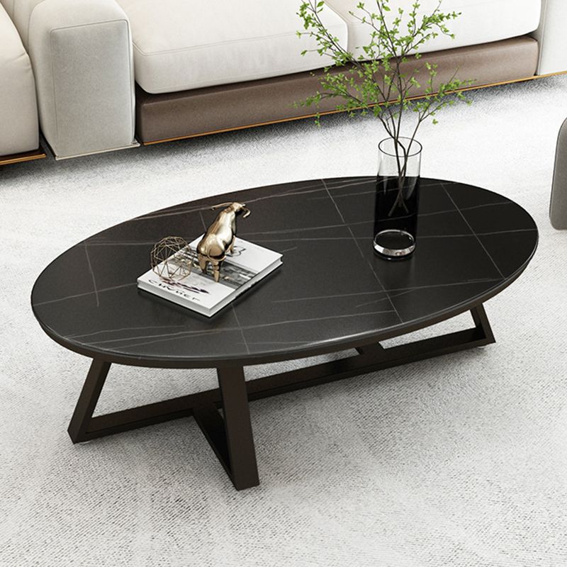 17.7"H Modern Solid Color Metal Frame Base Slate Top Round Coffee Table