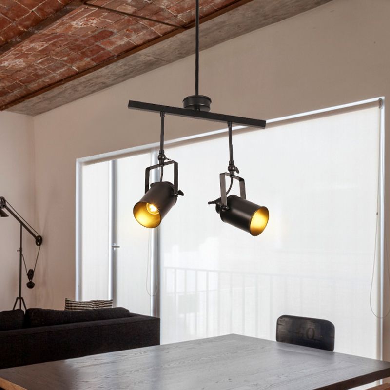 Industrial Style Iron Hanging Lamp Cylinder Shape Island Light Fixture for Bedroom