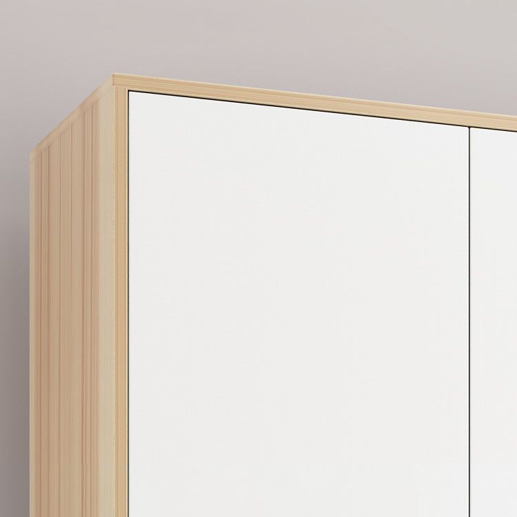 Bedroom Hinged Door Wardrobe with Wooden Legs Modern Cabinet with Clothes Rail