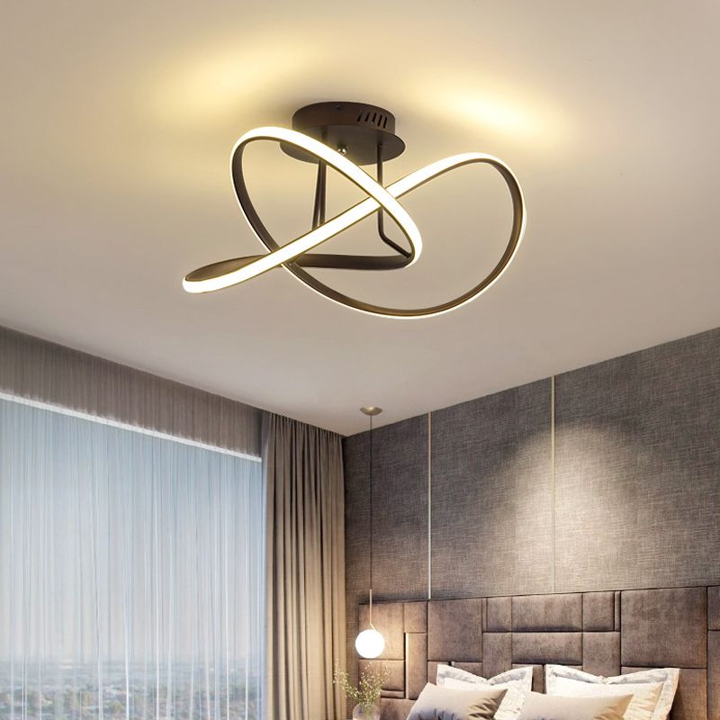 19.5"/23.5" W Acrylic Swirl Wave Ceiling Mount Minimal LED Black Semi Flush Mount Light Fixture in Warm/White Light