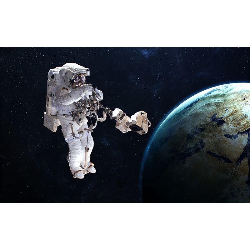 Blue Astronaut and Earth Mural Universe Sci-Fi Stain-Proof Wall Decor for Kitchen