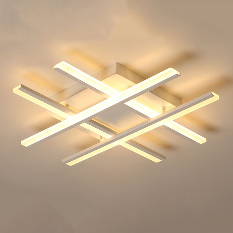 Plafonnier LED en forme de ligne, montage encastré en fer moderne pour chambre à coucher et salon